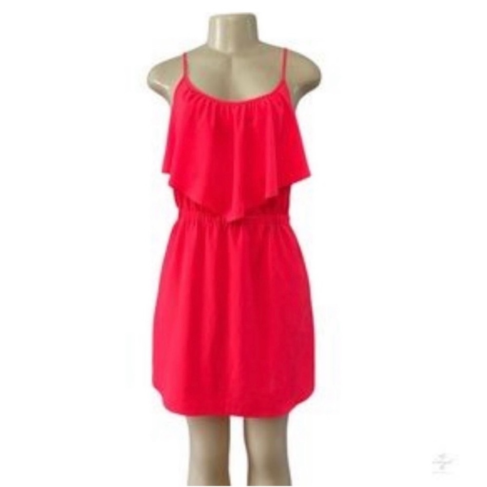 American Eagle Bright Pink Flounce Mini Dress